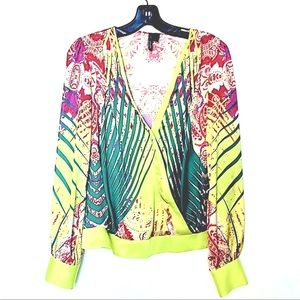 Mango Tropical V-Neck Blouse